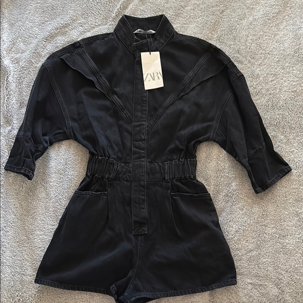Zara Charcoal Utility Romper